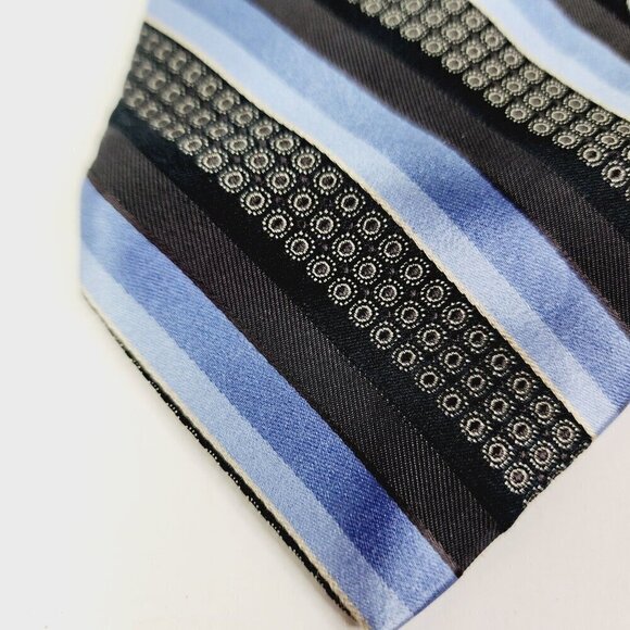 JOHN W. NORDSTROM Men's 100% Silk Necktie USA Designer Striped Blue/Black EUC - Picture 4 of 10